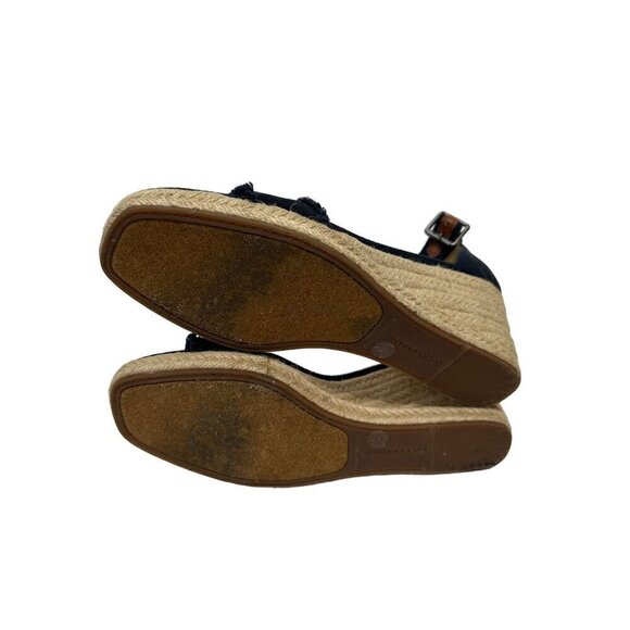 Lucky Brand Navy Blue Canvas Espadrille 3 Inch Wedge Sandals Size 9 - Picture 10 of 14